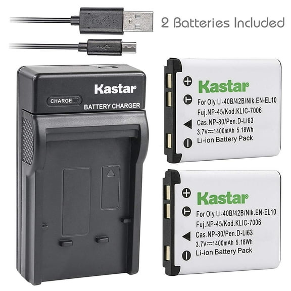 Kastar Battery X2 Slim USB Rapid Charger for Olympus LI 42B LI 40B Fujifilm NP 45 Nikon EN EL10 Kodak K