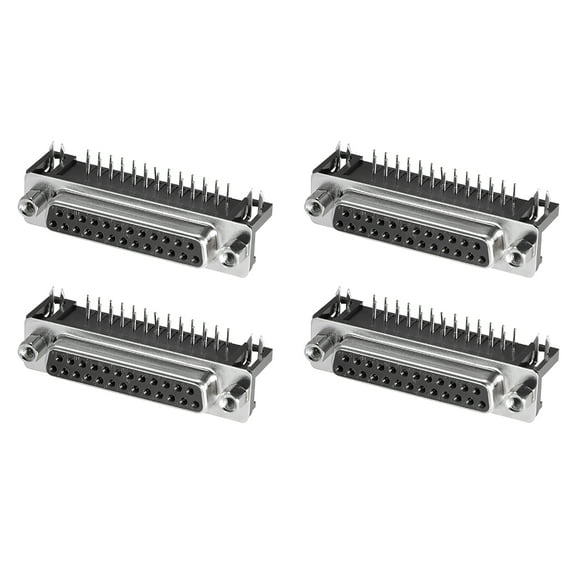 D-sub Connector Female Socket 25-pin 2-row Right Angle Black 4pcs