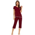 thumbnail image 1 of MINTLIMIT Women's Short Sleeve Tops and Capri Pants Solid Pajama Sets, 1 of 5