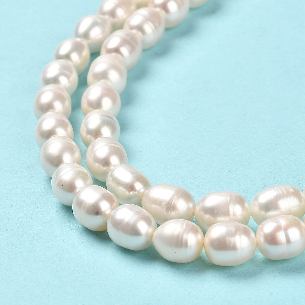 1strand Cultured Freshwater Pearl Beads Strands Rice Grade 2A Linen 7~8x7mm Hole: 0.7mm about 41~42pcs/strand 14.17~14.37 inch(36~36.5cm)