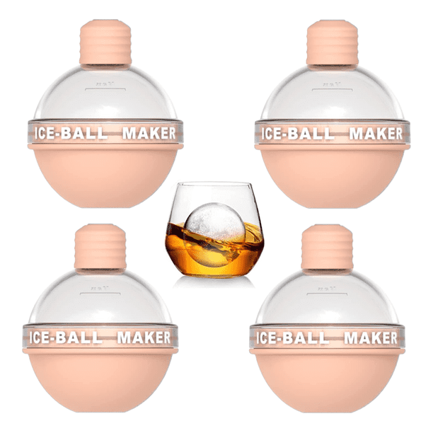 Paquete de 4 moldes para hacer bolas de hielo, moldes para hacer cubitos de hielo de whisky, bandeja de silicona para cubitos de hielo, moldes esféricos para hacer cubitos de hielo de whisky y