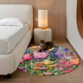 thumbnail image 2 of Round Rugs 4Ft, Red Yellow Floral Round Area Rug Washable Indoor Throw Carpet, Spring Lavender Leaves Botanical Pastoral Soft Non Slip Circle Rug for Kitchen Nursery Room Home Decor Aesthetic, 2 of 8