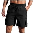 thumbnail image 2 of Mens Shorts Clearance under $10 Drawstring Elastic Waist Casual Solid Shorts with Pocket Short Pants Black L, 2 of 6