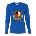 thumbnail image 2 of Medicine Wheel Dreamcatcher Native American Pop Culture Womens Graphic Long Sleeve T-Shirt, Royal, X-Large, 2 of 3