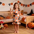 thumbnail image 2 of NIEWTR Toddler Baby Girl Halloween Dress Outfit Little Baby Girl Summer Fall Gingham Palid Dress Cute Pumpkin Embroidery Lace Flying Sleeve A-Line Dress, 2 of 7