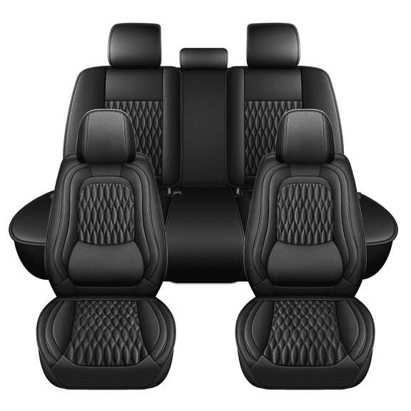 AQBDDBQ Car Seat Covers Full Set Fit for Nissan Rogue 2008-2026 Waterproof Leather Seat Covers Cushion Lumbar Support Comfort Automotive Interior Black,Full Set(2 Row 5 Seats)