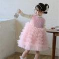 thumbnail image 2 of Girls Woolen Formal Dress Kids Sleeveless Fancy Sparkly Pageant Party Birthday Prom Princess Ball Gown Dresses for Girls Pink, 2 of 5