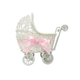 thumbnail image 3 of Wicker Stroller Basket, Imitation Wicker Baby Carriage Decor, Mini Stroller Candy Basket Rustic Rattan Party Wicker Basket with Wheel And Handle for Home Decoration, 3 of 6
