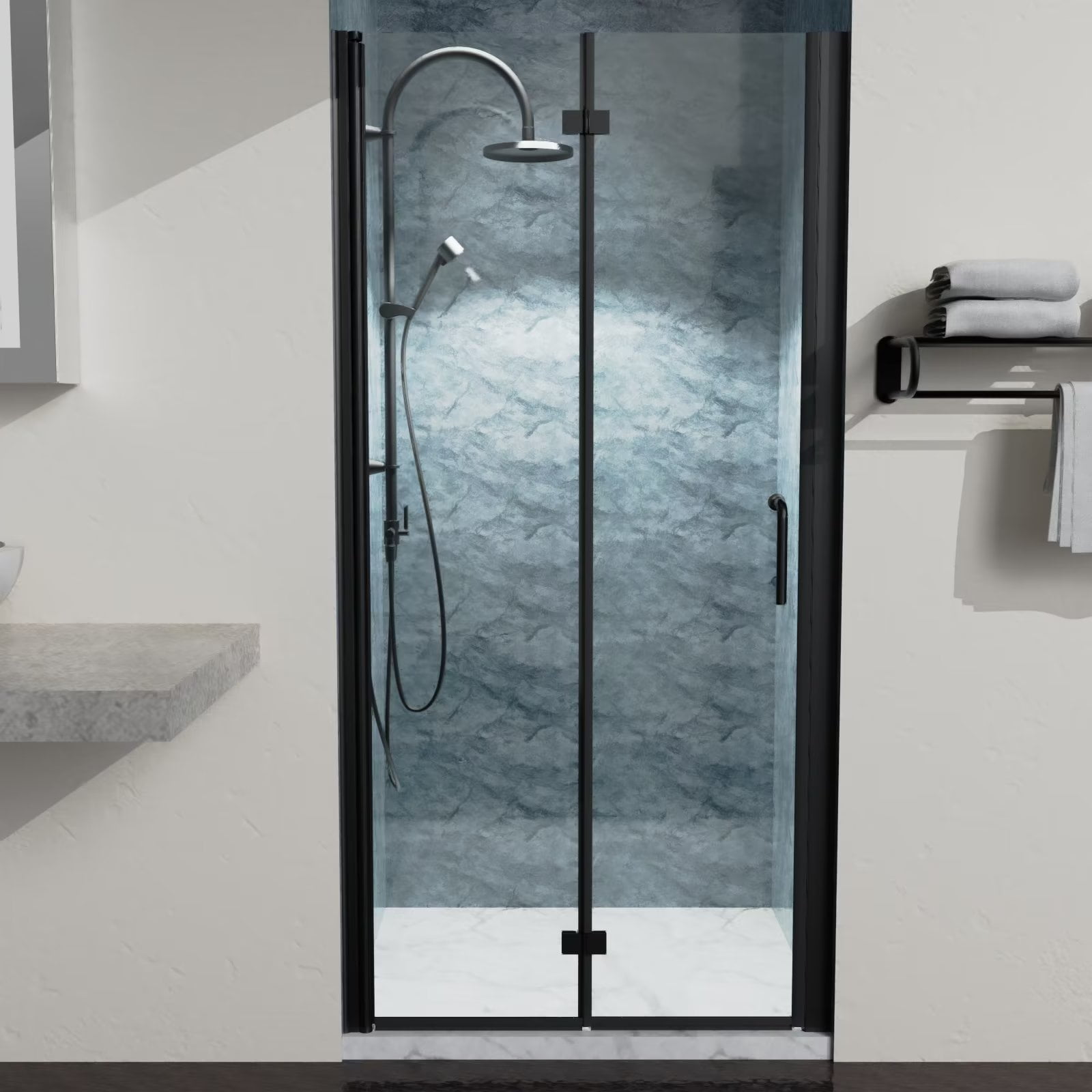 36" x 72" Bifold Glass Shower Door Folding Bathroom Shower Door with ...