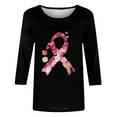 thumbnail image 4 of LYXSSBYX 3/4 Length Sleeve Womens Tops Women's Fashion Printed T-shirt 3/4 Sleeves Blouse Round Neck Casual Tops, 4 of 4