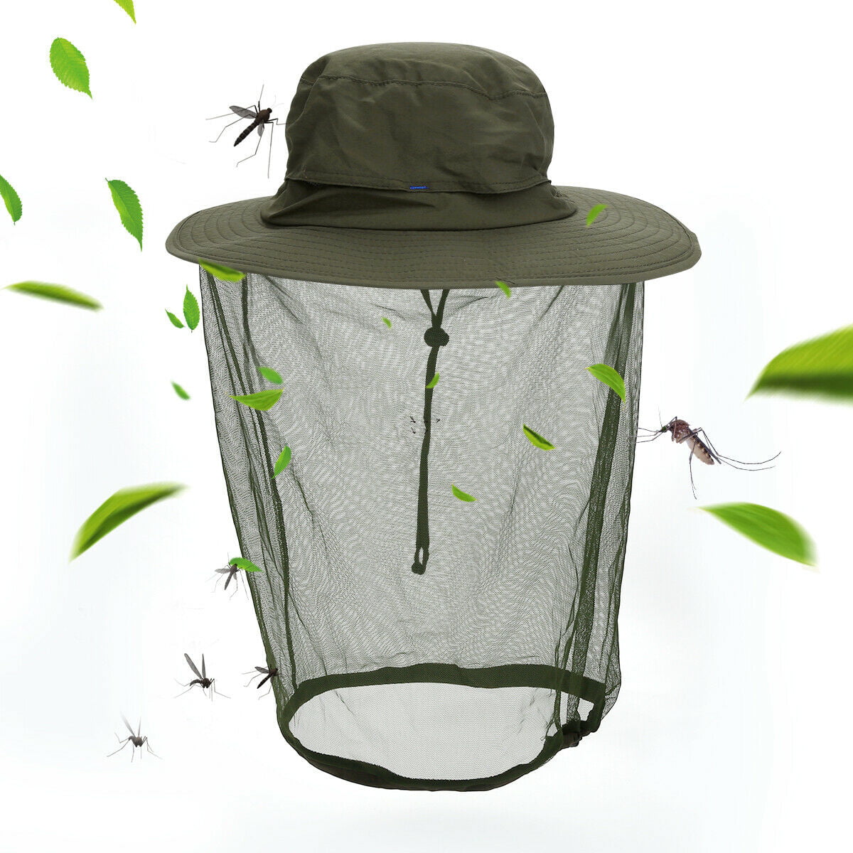 Mosquito Head Net Hat with Hidden Mesh Protection Bugs Bees for Hiking Fishing 