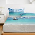 thumbnail image 6 of Twin XL Size Fitted Sheet Set - Ocean Blue 2 Piece Bedding Sets 16" Deep Pocket Fitted Sheet with 1 Pillowcases, Beach Nature Coast Sea Shore Sky Seawater Brushed Microfiber Hotel Luxury Bed Sheets, 6 of 9