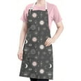 thumbnail image 5 of Dark Grey Mystical Pattern Apron-Garden Aprons for Women with Pockets-Cotton Linen Waterproof Kitchen Cooking Gardening Aprons Adjustable for Kitchen,Cooking,BBQ and Salon 33x27 Inch, 5 of 7