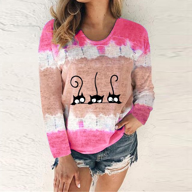 Hauts d'Été pour Femmes 2023 Tendance T-Shirt à Imprimé Patchwork Col Rond Décontracté Mignon en Liquidation
