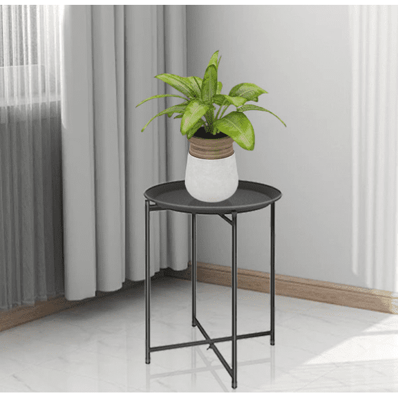 Plant Stand Indoor Tall, 16.3" Metal Plant Table for Large Plants, Heavy Duty Outdoor Plant Stool, Black Flower Pot Holder for Patio Garden Balcony Living Room