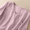 thumbnail image 6 of Women's Cotton Linen Short Sleeve Button Shirt Embroidered Casual Top, 6 of 9