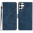 thumbnail image 1 of SaniMore Case for Samsung Galaxy S22 Ultra 6.8" 2022, [Card Slots + Cash Pocket] Removeable Wrist Strap PU Leather Embossed Butterfly Flip Kickstand Magnetic Clasp Full Body Protective Shell, Blue, 1 of 10