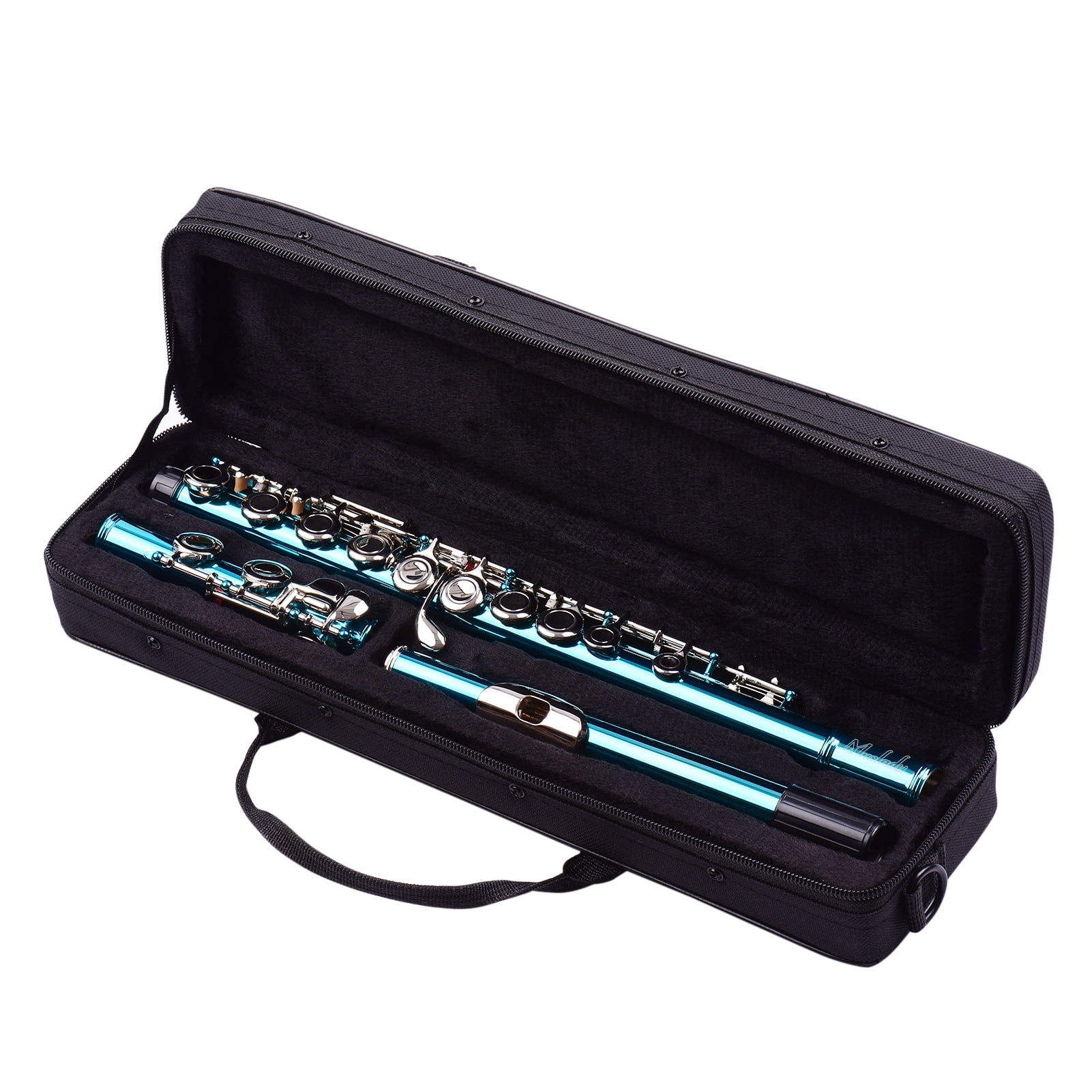 Dcenta Closed Hole C Flute 16 Keys Cupronickel Nickel-plated Wind Instrument with Carry Case Flute Stand Gloves Cleaning Cloth Mini Screwdriver Cleaning Rod