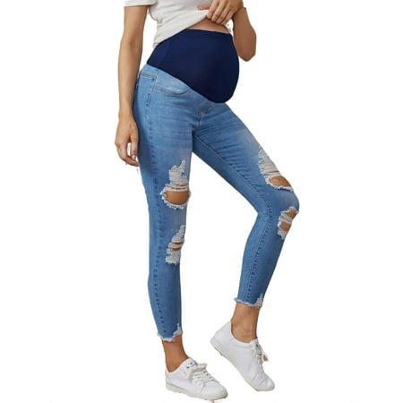 

Maternity Denim Skinny Cropped Jeans Light Wash S