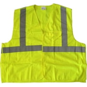 Boston Industrial Safety Vest Lime Green with Reflective Stripes Class 2 Velcro Tear Away 5 Point - Size 3XL