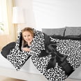 thumbnail image 4 of Manfei Jungle Animal Pattern 7-Piece King Bedding,Black Kawaii Bowknot King Bed in a Bag,Black Reversible, 4 of 7