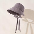 thumbnail image 6 of Ladies Thin‑Fabric Bow‑Knot Drawstring Bucket‑Hat Large Brim Sun‑Shade Portable Casual Vacation Headwear, 6 of 7