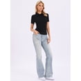 thumbnail image 4 of DARING DIVA Women's Short Sleeve Polo Shirts Collared V Neck Button Up Tops XS Black, 4 of 6