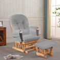 thumbnail image 2 of 5 Pc Glider Rocker Replacement Cushions, Extra Thick Glider Cushions Replacement Set, 4'' 50D Memory Foam Seat Cushion with Storage Pocket, Velvet Fabric, Soft, Supportive(Light Grey), 2 of 8
