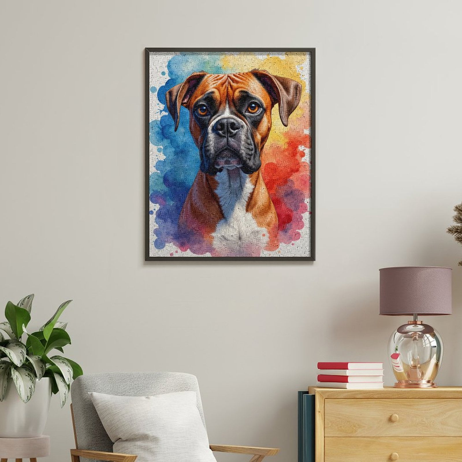 Paint By Numbers Kit for Adults Beginner - DIY Colorful Boxer Dog Portrait Art Canvas Painting Kits for Adults, Frameless Paint By Number for Adults for Home Wall Decor 16x20 Inch