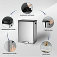 thumbnail image 7 of 60 Liter / 16 Gallon Step Dual Trash Can,Rectangular Hands-Free Step Trash Can,Recycle Bins with Lid,2 Removable Wastebusket,Step Pedal,Large Stainless Steel Double Trash Bin for Kitchen,Bathroom, 7 of 7