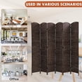 thumbnail image 7 of YRLLENSDAN,Room Dividers Panels Folding,Privacy wall Indoor,Wall Divider for Room Separation,Folding Privacy Screen, Freestanding,Wood,6 Panel,Brown, 7 of 7