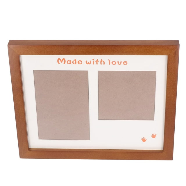 Baby Handprint Footprint Maker Kit, Simple Operation Complete Materials Baby Footprint Keepsake Kit For Commemoration For Gift Brown Photo Frame
