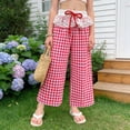 thumbnail image 2 of Gubotare Baby Linen Pants Pants for Girls Summer Casual Loose Lightweight Solid Harem Pants Kids Drawstring Wide Leg Trousers with Pocket 18 24 Months (Red,18-24 Months), 2 of 9