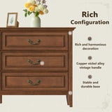 55" Vintage 6 Drawer Solid Wood Dresser, Caramel