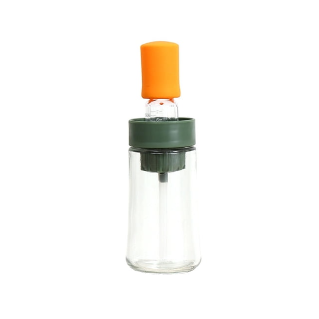 Fiudx Botella de Aceite de Vidrio, Prensa Multifuncional para Controlar El Aceite, Cepillo para Aceite de Alta Temperatura, Diseño Visible, Esencial para La Cocina, Fácil de Verter, Sin Embudo, Juego