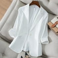 thumbnail image 2 of vigerkar Linen Blazer Women Summer Lightweight Casual One Button Linen Work Jackets Lapel 3/4 Sleeve Blazer for Women Trendy White, M, 2 of 8