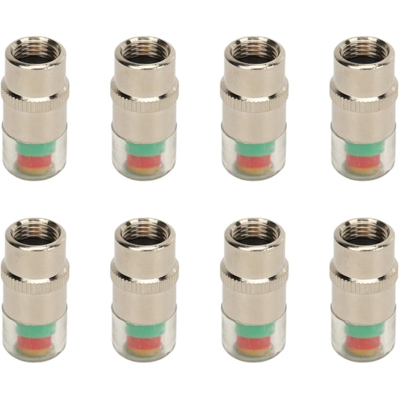 Tire Pressure Caps Chrome Plated Metal and PC Tire Pressure Valve Caps 35 PSI 2.4 Bar Visual Indicator for Cars Motorcycles Bikes 8 Pack Air Valve Monitor