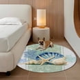 thumbnail image 2 of Blue Coastal Starfish Round Area Rug 7Ft Washable Circle Rugs for Dorm Laundry Room, Grey Sage Green Nautical Coral Summer Non-Slip Carpet Floor Mats Indoor Outdoor Carpet Runner Aesthetic Home Decor, 2 of 8