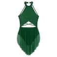thumbnail image 6 of YiZYiF Women Sparkly Lyrical Dance Dress Halter Backless Skirt Leotard Modern Contemporary Dancewear Green XL, 6 of 7