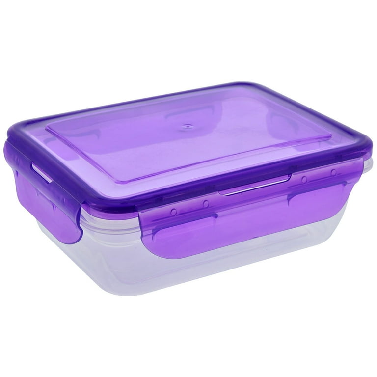 USAopoly 3-Cup Square Sandwich Food Storage Containers with Airtight Plastic Lids, Grape Purple, 6-Pack Meal Prep Containers
