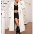 thumbnail image 2 of Women's Faux Fur Coat Shawl Collar Long Sleeve Maxi Length Single Button Warm Winter Jacket with Pockets Elegant Casual Fluffy Outerwear White, 2 of 9