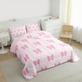 thumbnail image 3 of Manfei Pink Bowknot Full Size Comforter Sets 3-Piece for Girls, Kawaii Bow Bedding Comforter Set, Cute Bowtie Bedding Sets, Ultra Soft Home Decor, 3 of 8