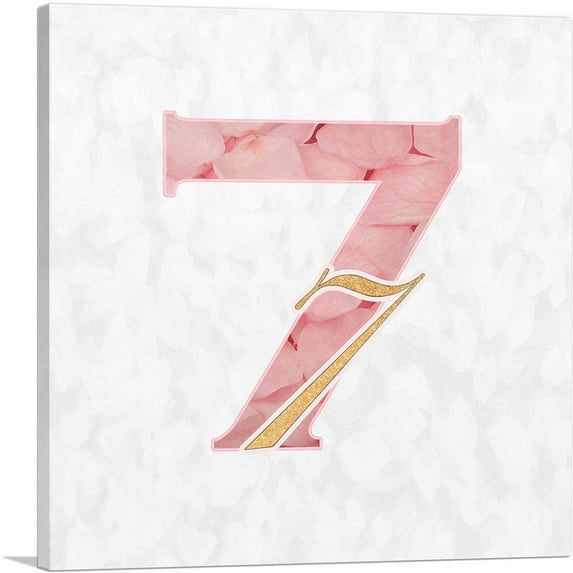 ARTCANVAS Chic Pink Gold Alphabet Number 7 Seven Numeral Canvas Art Print - Size: 36" x 36" (1.50" Deep)