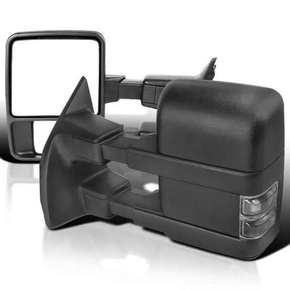 Spec-D Tuning Manual Towing Mirrors Smoke Turn Signal Lamps Compatible with Ford F250 Super Duty 2003-2015