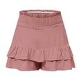 thumbnail image 6 of Lroveb Shorts for Women 2024 Summer High Waisted Ruffle Shorts Floral Pleated Hem Casual Pants Flowy Beach Shorts Rose Gold, 6 of 7
