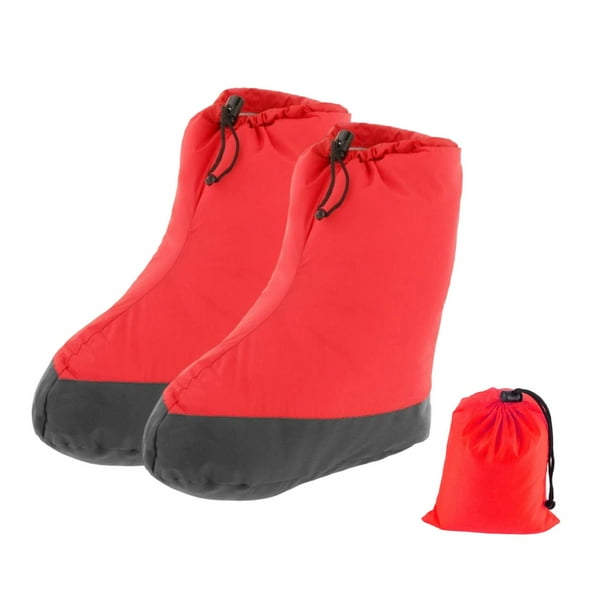 Botas de Plumón, Calcetines Cálidos, Calcetines de Plumón, Botas de Camping Cortavientos, Calcetines para Dormir Al Aire Libre, en Interiores Y Snowbo L rojo