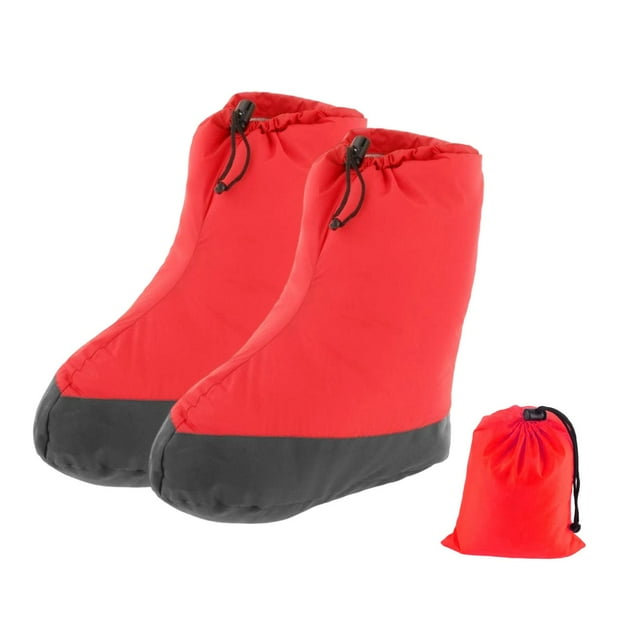 Colaxi Chaussons en Duvet Chaussettes Chaudes Chaussettes en Duvet Chauffe-Pieds Thermique avec Sac de Rangement, Chaussettes de Couchage pour Randonnée Planche à Neige Hommes Femmes G Rouge