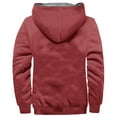 thumbnail image 3 of BiZtdJrK Mens Solid Zipper Hooded Jacket Fleece Lined Fashion Heavyweight Sweatshirt Winter Solid Warm Jackets Casual Comfy Long Sleeve Coats 90 Percent Off Clearance Sale Wine XL, 3 of 5