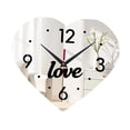 thumbnail image 3 of Reloj de pared de lujo con diseño de corazón, acrílico, tranquilo, para dormitorio, estudio, decoración moderna del hogar. Plata espejo, 3 of 9