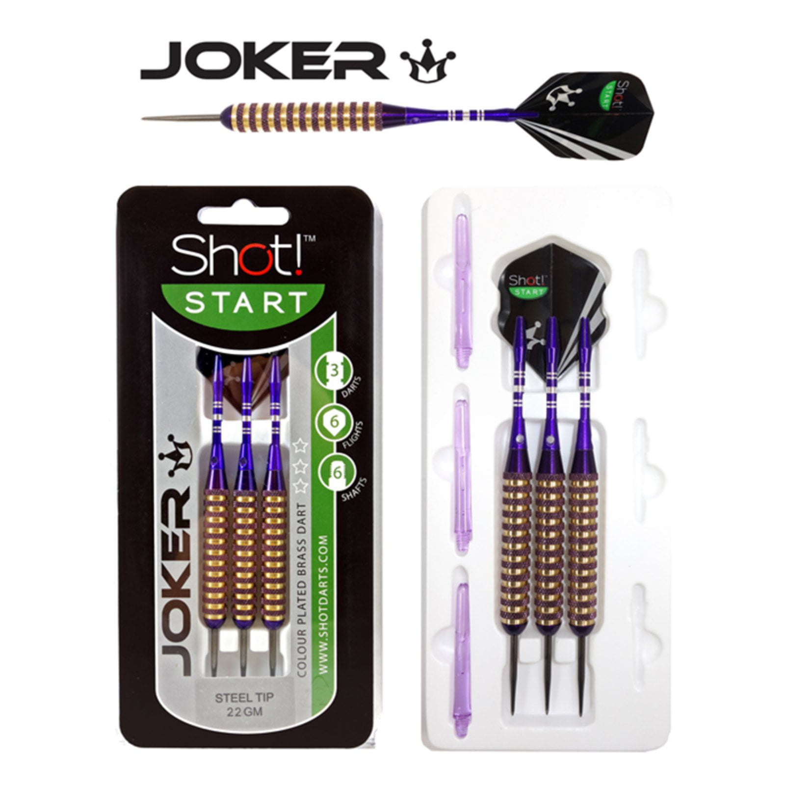 Shot Darts Joker Plated Brass Steel Tip Dart Set - Walmart.com